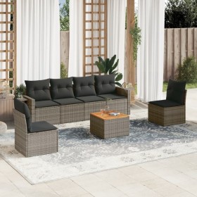 Set de sofás de jardín 7 piezas con cojines ratán PE gris de , Conjuntos de jardín - Ref: Foro24-3256844, Precio: 406,50 €, D...