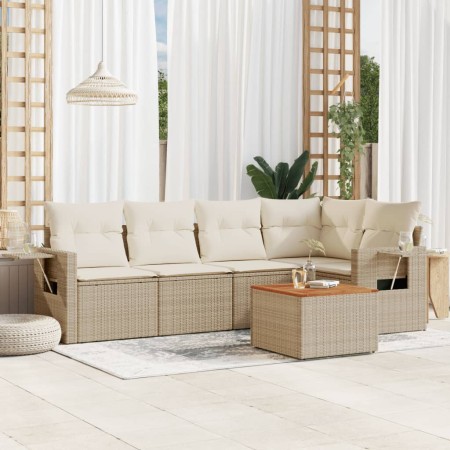 Juego de sofás jardín con cojines 6 pzas ratán sintético beige de , Conjuntos de jardín - Ref: Foro24-3256884, Precio: 442,94...