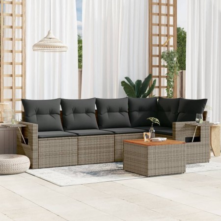 Set de muebles de jardín 6 pzas y cojines ratán sintético gris de , Conjuntos de jardín - Ref: Foro24-3256886, Precio: 382,08...