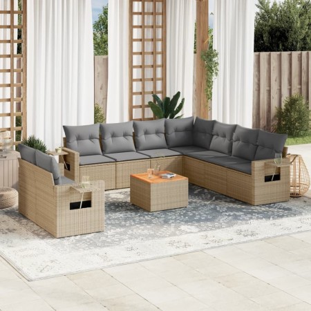 Juego de sofás jardín con cojines beige 10 pzas ratán sintético de , Conjuntos de jardín - Ref: Foro24-3256962, Precio: 705,9...