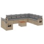 Juego de sofás jardín con cojines beige mezcla 11 pzas ratán PE de , Conjuntos de jardín - Ref: Foro24-3256969, Precio: 758,4...
