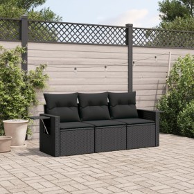 Set de sofás de jardín con cojines 3 pzas ratán sintético negro de , Conjuntos de jardín - Ref: Foro24-3252192, Precio: 241,1...