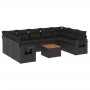 Set de sofás de jardín 10 pzas cojines ratán sintético negro de , Conjuntos de jardín - Ref: Foro24-3257035, Precio: 665,44 €...