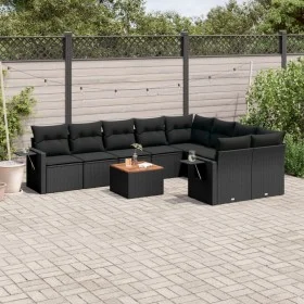 Set de sofás de jardín 10 pzas cojines ratán sintético negro de , Conjuntos de jardín - Ref: Foro24-3257049, Precio: 664,63 €...