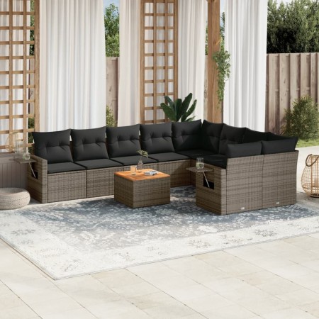 Set de sofás de jardín 10 pzas con cojines ratán sintético gris de , Conjuntos de jardín - Ref: Foro24-3257054, Precio: 621,6...