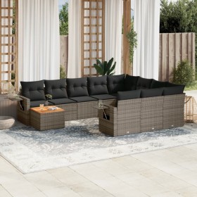 Set de sofás de jardín 11 pzas y cojines ratán sintético gris de , Conjuntos de jardín - Ref: Foro24-3257082, Precio: 644,93 ...