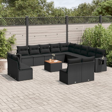 Set sofás de jardín 14 pzas con cojines ratán sintético negro de , Conjuntos de jardín - Ref: Foro24-3257147, Precio: 862,44 ...