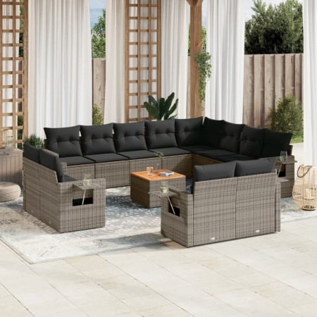 Set sofás de jardín con cojines 13 piezas ratán sintético gris de , Conjuntos de jardín - Ref: Foro24-3257166, Precio: 895,82...