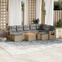 Juego de sofás jardín con cojines beige 10 pzas ratán sintético de , Conjuntos de jardín - Ref: Foro24-3257179, Precio: 640,1...