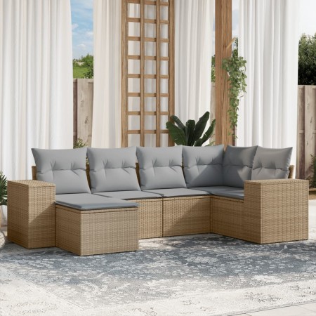 Juego de sofás jardín con cojines 6 pzas ratán sintético beige de , Conjuntos de jardín - Ref: Foro24-3255196, Precio: 425,93...
