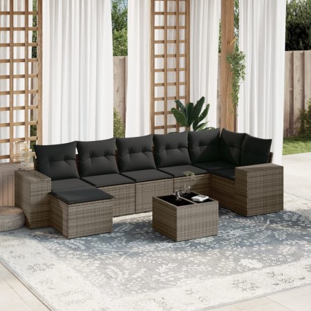Set de sofás de jardín 8 pzas y cojines ratán sintético gris de , Conjuntos de jardín - Ref: Foro24-3255227, Precio: 509,03 €...