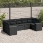 Set de comedor de jardín 7 pzas y cojines ratán sintético negro de , Conjuntos de jardín - Ref: Foro24-3255322, Precio: 489,0...