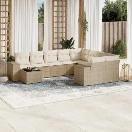 Garden sofa set with beige cushions 10 pieces synthetic rattan by , Garden sets - Ref: Foro24-3255395, Price: 712,15 €, Disco...