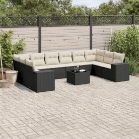 Set de sofás de jardín 11 pzas y cojines ratán sintético negro de , Conjuntos de jardín - Ref: Foro24-3255413, Precio: 657,74...