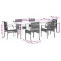 Set comedor jardín 7 pzas y cojines ratán sintético gris en Conjuntos de jardín | Comprar online en Foru.es