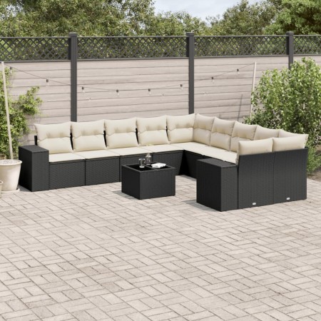 Set de sofás de jardín 11 pzas y cojines ratán sintético negro de , Conjuntos de jardín - Ref: Foro24-3255453, Precio: 655,49...