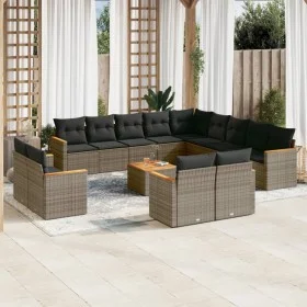 Set de sofás de jardín 14 pzas con cojines ratán sintético gris de , Conjuntos de jardín - Ref: Foro24-3226536, Precio: 873,7...