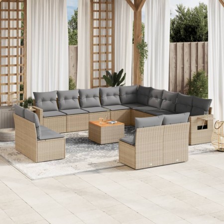 Set sofás jardín 14 pzas y cojines ratán sintético beige mezcla de , Conjuntos de jardín - Ref: Foro24-3257151, Precio: 870,6...