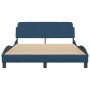 Estructura de cama con cabecero de tela azul 120x200 cm de , Camas y somieres - Ref: Foro24-373151, Precio: 154,99 €, Descuen...