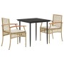 Set comedor de jardín 3 pzas con cojines ratán sintético beige en Conjuntos de jardín | Comprar online en Foru.es
