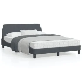 Estructura cama con cabecero terciopelo gris oscuro 120x200 cm de , Camas y somieres - Ref: Foro24-373153, Precio: 125,82 €, ...