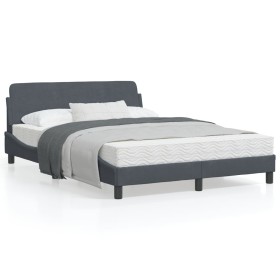Estructura cama con cabecero terciopelo gris oscuro 140x200 cm de , Camas y somieres - Ref: Foro24-373193, Precio: 143,25 €, ...
