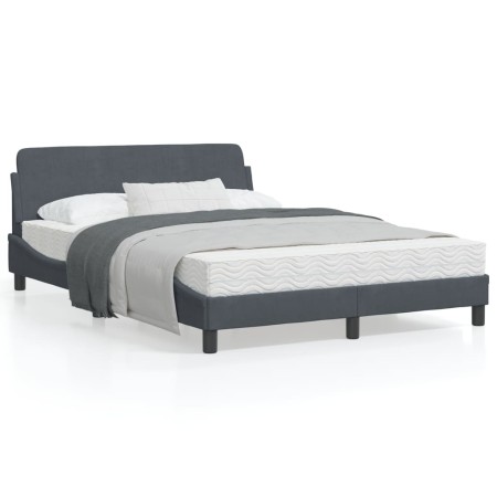 Estructura cama con cabecero terciopelo gris oscuro 140x200 cm de , Camas y somieres - Ref: Foro24-373193, Precio: 143,25 €, ...
