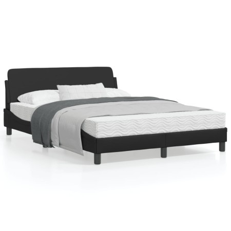 Estructura de cama con cabecero cuero sintético negro 140x200cm de , Camas y somieres - Ref: Foro24-373198, Precio: 148,70 €,...