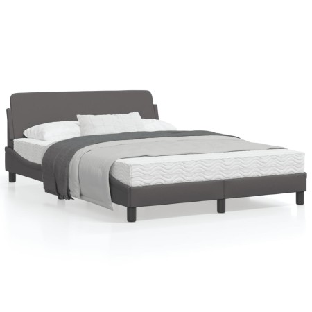 Estructura de cama con cabecero cuero sintético gris 140x200cm de , Camas y somieres - Ref: Foro24-373201, Precio: 144,73 €, ...