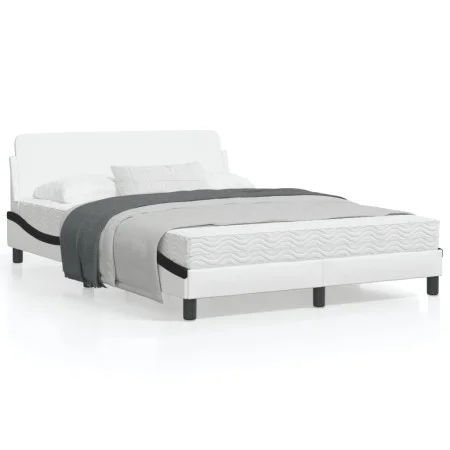 Estructura cama cabecero cuero sintético blanco negro 120x200cm de , Camas y somieres - Ref: Foro24-373164, Precio: 142,48 €,...