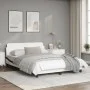 Estructura cama cabecero cuero sintético blanco negro 120x200cm de , Camas y somieres - Ref: Foro24-373164, Precio: 142,48 €,...