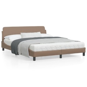 Estructura de cama cabecero cuero sintético capuchino 160x200cm de , Camas y somieres - Ref: Foro24-373222, Precio: 182,70 €,...