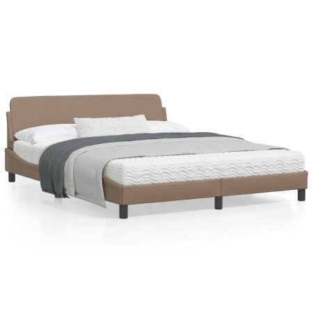 Estructura de cama cabecero cuero sintético capuchino 160x200cm de , Camas y somieres - Ref: Foro24-373222, Precio: 182,70 €,...
