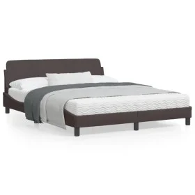 Estructura de cama con cabecero de tela marrón 160x200 cm de , Camas y somieres - Ref: Foro24-373208, Precio: 189,92 €, Descu...