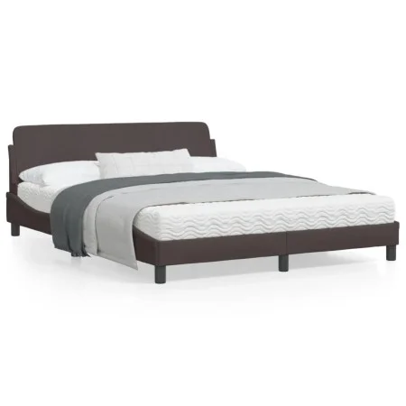 Bed frame with headboard in brown fabric 160x200 cm by , Beds and slatted bases - Ref: Foro24-373208, Price: 189,92 €, Discou...