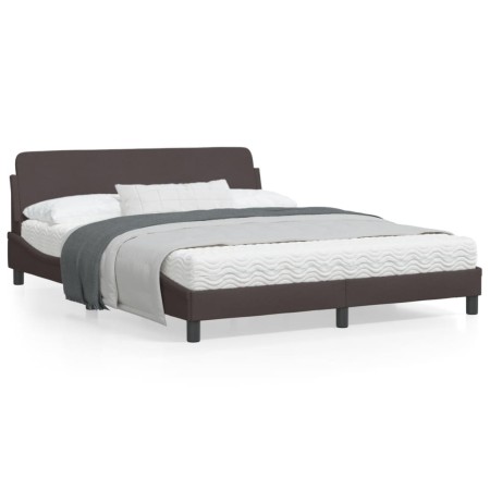 Estructura de cama con cabecero de tela marrón 160x200 cm de , Camas y somieres - Ref: Foro24-373208, Precio: 193,56 €, Descu...