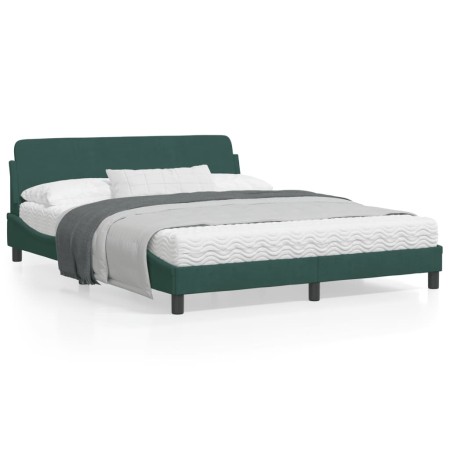 Estructura cama con cabecero terciopelo verde oscuro 160x200 cm de , Camas y somieres - Ref: Foro24-373215, Precio: 154,37 €,...