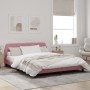 Estructura de cama con cabecero de terciopelo rosa 160x200 cm de , Camas y somieres - Ref: Foro24-373217, Precio: 152,54 €, D...
