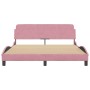 Estructura de cama con cabecero de terciopelo rosa 160x200 cm de , Camas y somieres - Ref: Foro24-373217, Precio: 152,54 €, D...