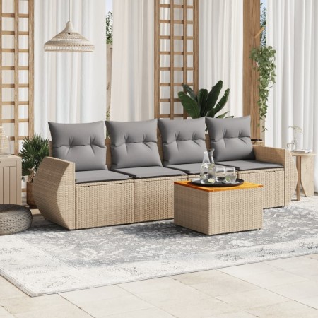 Juego de sofás jardín con cojines 5 pzas ratán sintético beige de , Conjuntos de jardín - Ref: Foro24-3224883, Precio: 308,83...