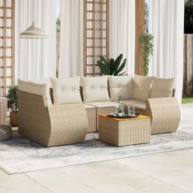 Set sofás de jardín 7 piezas y cojines ratán sintético beige de , Conjuntos de jardín - Ref: Foro24-3257234, Precio: 526,81 €...