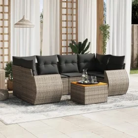 7-piece garden sofa set with gray PE rattan cushions by , Garden sets - Ref: Foro24-3257236, Price: 457,86 €, Discount: %