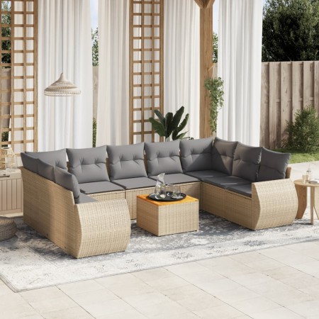 Juego de sofás jardín con cojines beige 10 pzas ratán sintético de , Conjuntos de jardín - Ref: Foro24-3257480, Precio: 664,3...