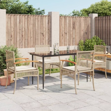 Set comedor de jardín 5 pzas con cojines ratán sintético beige en Conjuntos de jardín | Comprar online en Foru.es