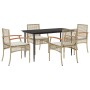 Set comedor de jardín 5 pzas con cojines ratán sintético beige en Conjuntos de jardín | Comprar online en Foru.es