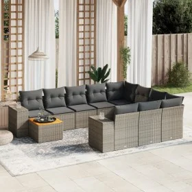 Set de sofás de jardín 11 pzas y cojines ratán sintético gris de , Conjuntos de jardín - Ref: Foro24-3257964, Precio: 667,90 ...