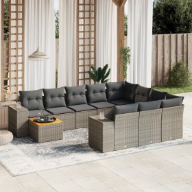 Set de sofás de jardín 11 pzas y cojines ratán sintético gris de , Conjuntos de jardín - Ref: Foro24-3257964, Precio: 646,32 ...
