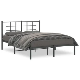 Bed frame with black metal headboard 140x190 cm by , Beds and slatted bases - Ref: Foro24-355561, Price: 86,13 €, Discount: %
