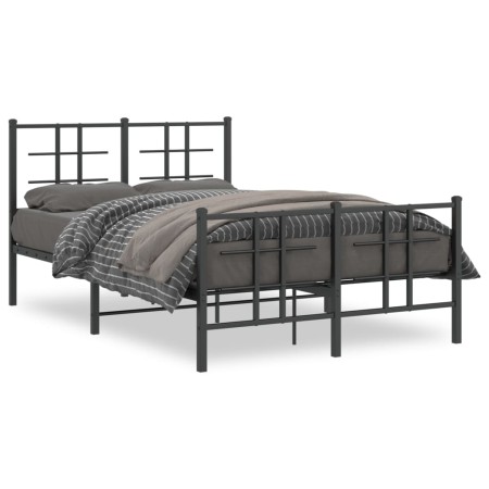 Estructura de cama cabecero y estribo metal negro 120x200 cm de , Camas y somieres - Ref: Foro24-355577, Precio: 111,57 €, De...