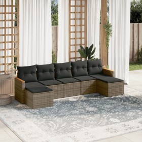Set de sofás de jardín 7 piezas con cojines ratán PE gris de , Conjuntos de jardín - Ref: Foro24-3226235, Precio: 358,58 €, D...